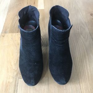 Black faux suede booties